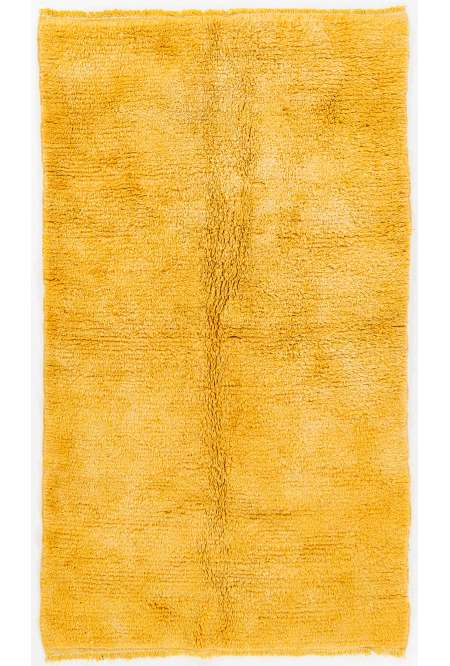 Koyu Sarı renkli doğal yün Tülü Halısı, Konya Tüylü Halısı. % 100 yün el yapımı halı