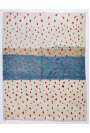 Ivory & Red and Turquoise Blue MOROCCAN Berber Beni Ourain Design Rug, HANDMADE, 100% Wool