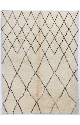 MOROCCAN Berber Beni Ourain Design Rug with Brown Diamond Shaped Patterns, HANDMADE, 100% Wool