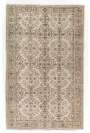 176 x 278 cm Bej renkli kahverengi desenli el dokuması Türk halısı. Yıkanmış ve yumuşatılmış