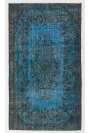 118x206 cm Çelik Mavisi Eskitilmiş Overdyed Eldokuması Türk Halısı