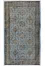 120 x 207 cm Çelik Mavisi Eskitilmiş Overdyed Eldokuması Türk Halısı