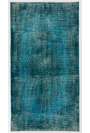 115 x 212cm Boncuk Mavisi Eskitilmiş Overdyed Eldokuması Türk Halısı