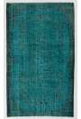 122 x 210 cm Turkuvaz Mavi Eskitilmiş Overdyed Eldokuması Türk Halısı