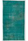 122 x 213 cm Turkuvaz Mavi Eskitilmiş Overdyed Eldokuması Türk Halısı
