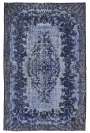 170 x 286 cm Purusya Mavisi Eskitilmiş Overdyed Eldokuması Türk Halısı