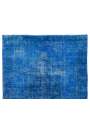 273 x 372 cm Mavi Eskitilmiş Overdyed Eldokuması Türk Halısı
