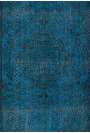 168 x 255 cm Mavi Eskitilmiş Overdyed Eldokuması Türk Halısı