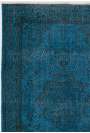 168 x 255 cm Mavi Eskitilmiş Overdyed Eldokuması Türk Halısı