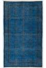 168 x 282 cm Mavi Renkli Eskitilmiş Overdyed Eldokuması Türk Halısı