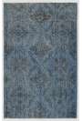 93x143 cm Çelik Mavisi Eskitilmiş Overdyed Eldokuması Türk Halısı