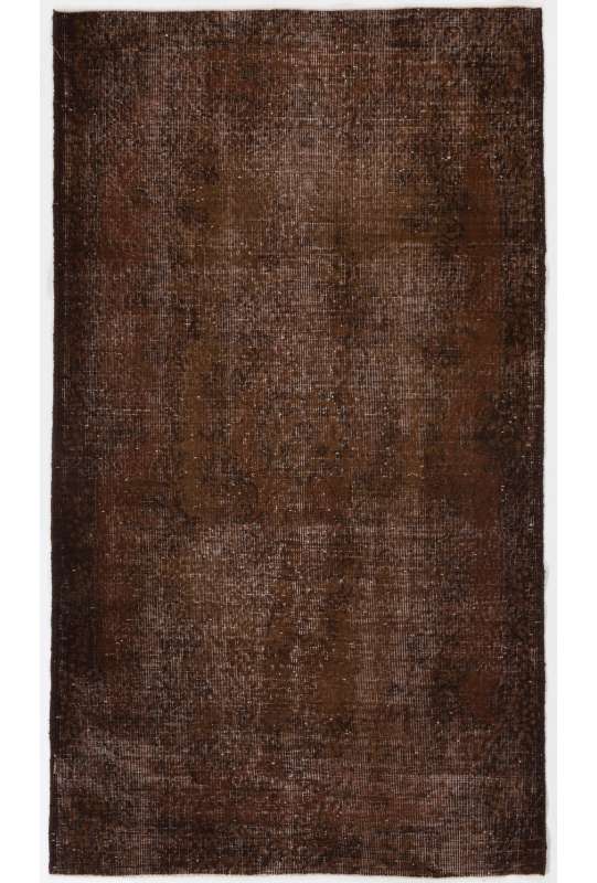 120 x 212 cm Kahverengi Eskitilmiş Overdyed Eldokuması Türk Halısı