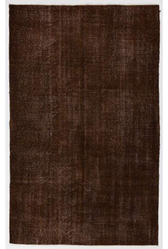 165 x 266 cm Kahverengi Eskitilmiş Overdyed Eldokuması Türk Halısı