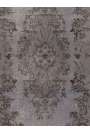 114 x 209 cm Gri Eskitilmiş ve Boyanmış, Kahverengi Desenli Overdyed Eldokuması Türk Halısı
