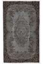 123 x 209 cm Gri renkli, Siyah Desenli Eskitilmiş Overdyed Eldokuması Türk Halısı