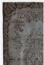 123 x 209 cm Gri renkli, Siyah Desenli Eskitilmiş Overdyed Eldokuması Türk Halısı