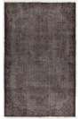 182 x 286 cm Gri renkli, Kahverengi Desenli Eskitilmiş Overdyed Eldokuması Türk Halısı