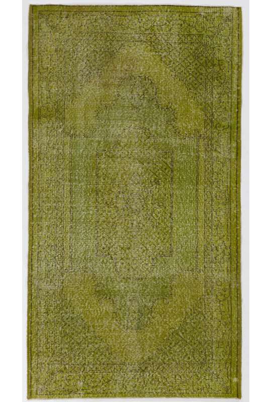 Yeşil Overdyed Halı 119 x 223 cm Eldokuması Türk Halısı, Yeşil Eldokuması Overdyed Halı