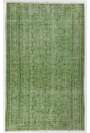 160x258 cm Soluk  Yeşil Overyded Halı, Eskitilmiş Naturel El Dokuması Halı