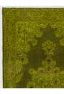 117 x 213 cm Zeytin Yeşili Eskitilmiş Overdyed Eldokuması Türk Halısı