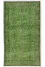 3'10" x 6'8" (118 x 204 cm) Light Green Color Vintage Overdyed Handmade Turkish Rug, Green Overdyed Rug