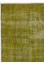 111 x 213 cm Yosun Yeşili Eskitilmiş Overdyed Eldokuması Türk Halısı