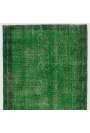 110 x 216 cm Orman Yeşili Eskitilmiş Overdyed Eldokuması Türk Halısı