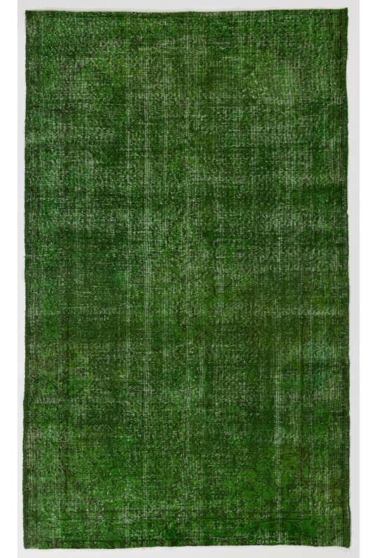 161 x 268 cm Yeşil Eskitilmiş Overdyed Eldokuması Türk Halısı