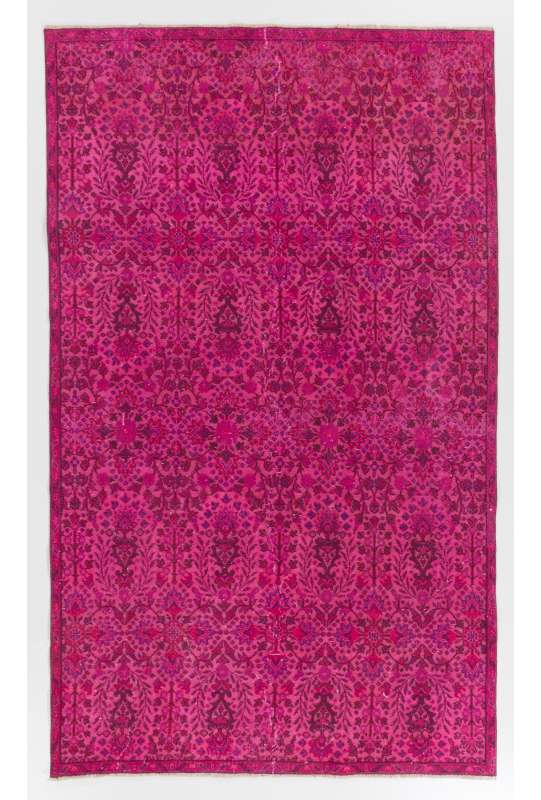 165 x 274 cm Pembe Renkli Eskitilmiş Overdyed Eldokuması Türk Halısı