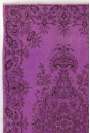 117 x 214 cm Mor Renkli Eskitilmiş Overdyed Eldokuması Türk Halısı, Mor Overdyed Halı