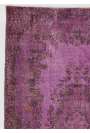 123 x 206 cm Mor Renkli Eskitilmiş Overdyed Eldokuması Türk Halısı, Mor Overdyed Halı