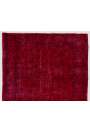 121 x 197 cm Koyu Kırmızı Renkli Eskitilmiş Overdyed Eldokuması Türk Halısı