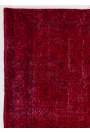 121 x 197 cm Koyu Kırmızı Renkli Eskitilmiş Overdyed Eldokuması Türk Halısı