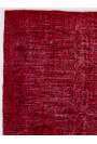 114 x 206 cm Kırmızı Renkli Eskitilmiş Overdyed Eldokuması Türk Halısı