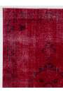 122 x 200 cm Koyu Kırmızı Renkli Eskitilmiş Overdyed Eldokuması Türk Halısı