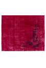 122 x 204 cm Koyu Kırmızı Renkli Eskitilmiş Overdyed Eldokuması Türk Halısı