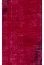 122 x 204 cm Koyu Kırmızı Renkli Eskitilmiş Overdyed Eldokuması Türk Halısı