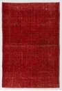 156 x 240 cm Kırmızı Renkli Eskitilmiş Overdyed Eldokuması Türk Halısı