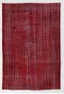 165 x 250 cm Koyu Kırmızı Renkli Eskitilmiş Overdyed Eldokuması Türk Halısı