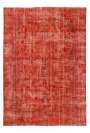 240 x340 cm Kırmızı Renkli Eskitilmiş Overdyed Eldokuması Türk Halısı
