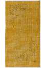 100 x 187 cm  Sarı Eskitilmiş Overdyed Eldokuması Türk Halısı, Sarı Overdyed Halı