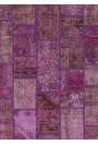 152x245 cm Mor, Lavanta, Leylak ve Orkide Renklerinde patchwork halı 