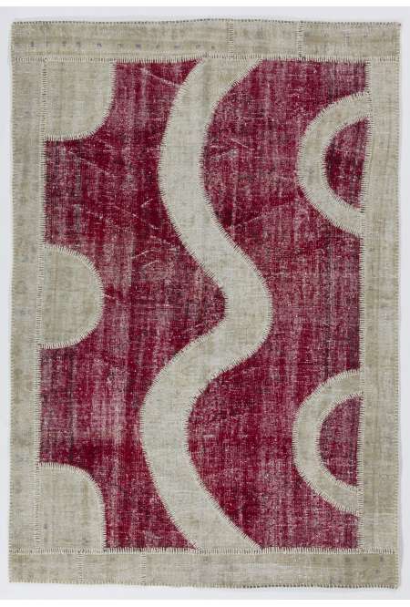 155x230 cm Kırmızı & Bej PATCHWORK Halı