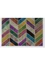 152x245 cm Herringbone Zig Zag Design Multicolor PATCHWORK Rug Handmade from OVERDYED Vintage Turkish Carpets