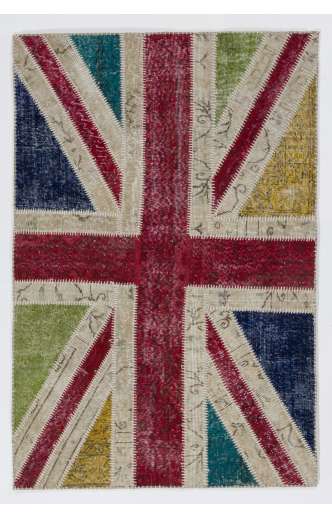 122x183 cm British Flag Union Jack Design Multicolor Patchwork Rug