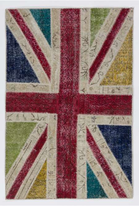 122x183 cm İngiliz Bayrağı Çok Renkli Patchwork Halı