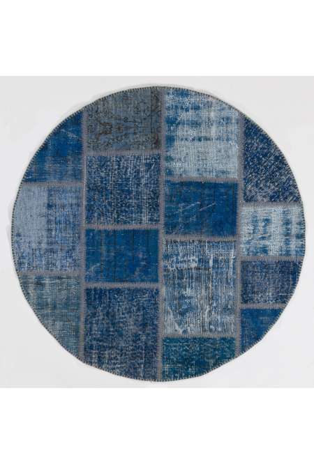 Daire şekilli Deniz Mavisi  PATCHWORK halı