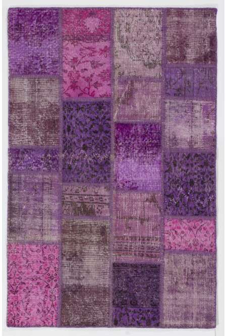 Mor, Lavanta ve Orkide Renkli Patchwork halı