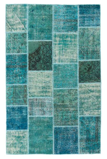 Turkuvaz, Mavi ve Yeşil PATCHWORK Halı