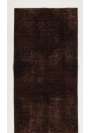 Overdyed Runner Rug 2'5" x 10'7" (75 x 325 cm) Handmade Vintage Turkish Rug, Brown Overdyed Runner Rug